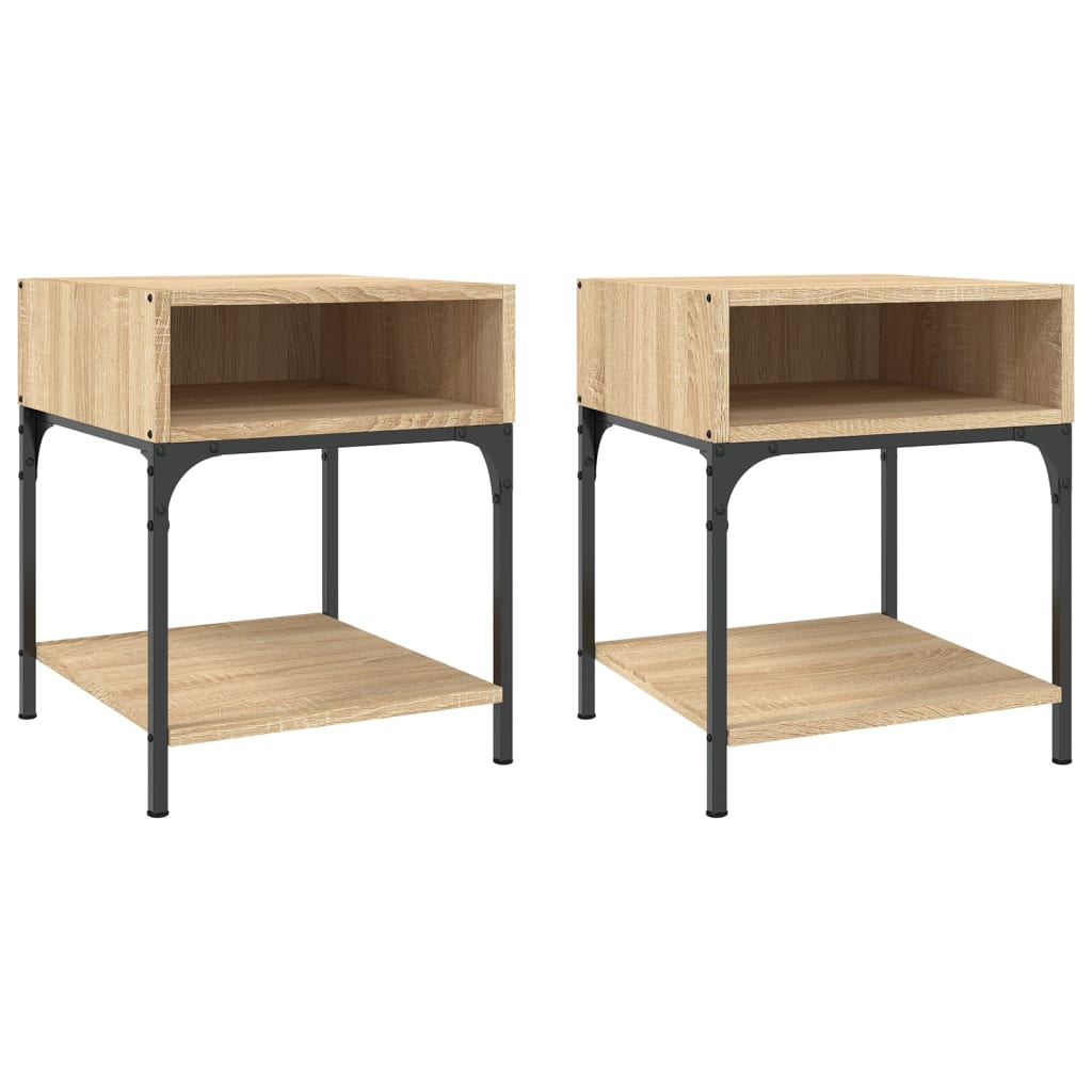 sengeborde 2 stk. 40x41x50 cm konstrueret træ sonoma-eg