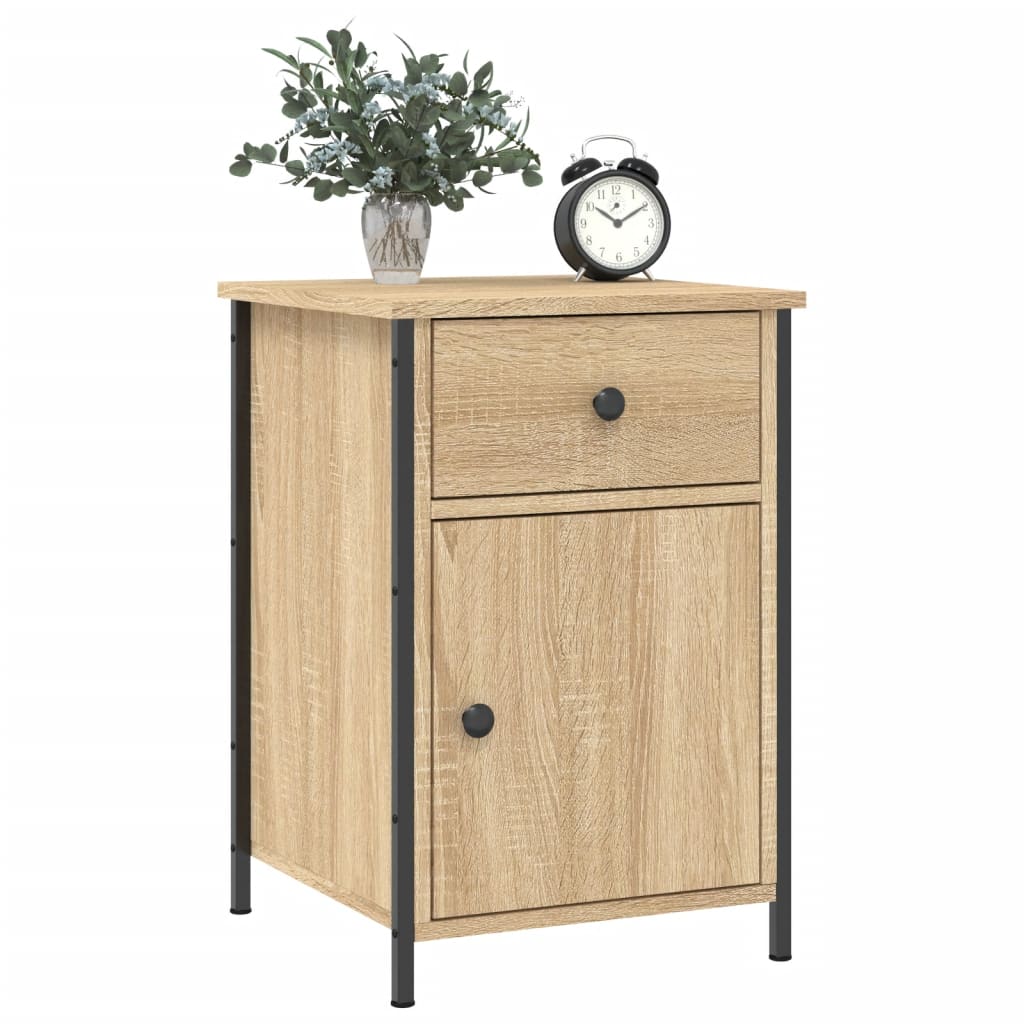 sengeborde 2 stk. 40x42x60 cm konstrueret træ sonoma-eg
