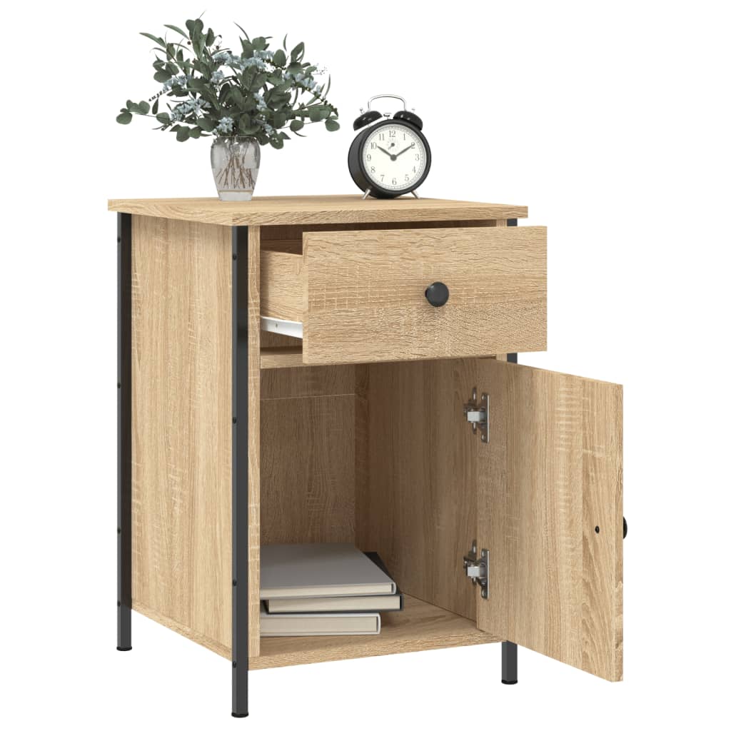 sengeborde 2 stk. 40x42x60 cm konstrueret træ sonoma-eg