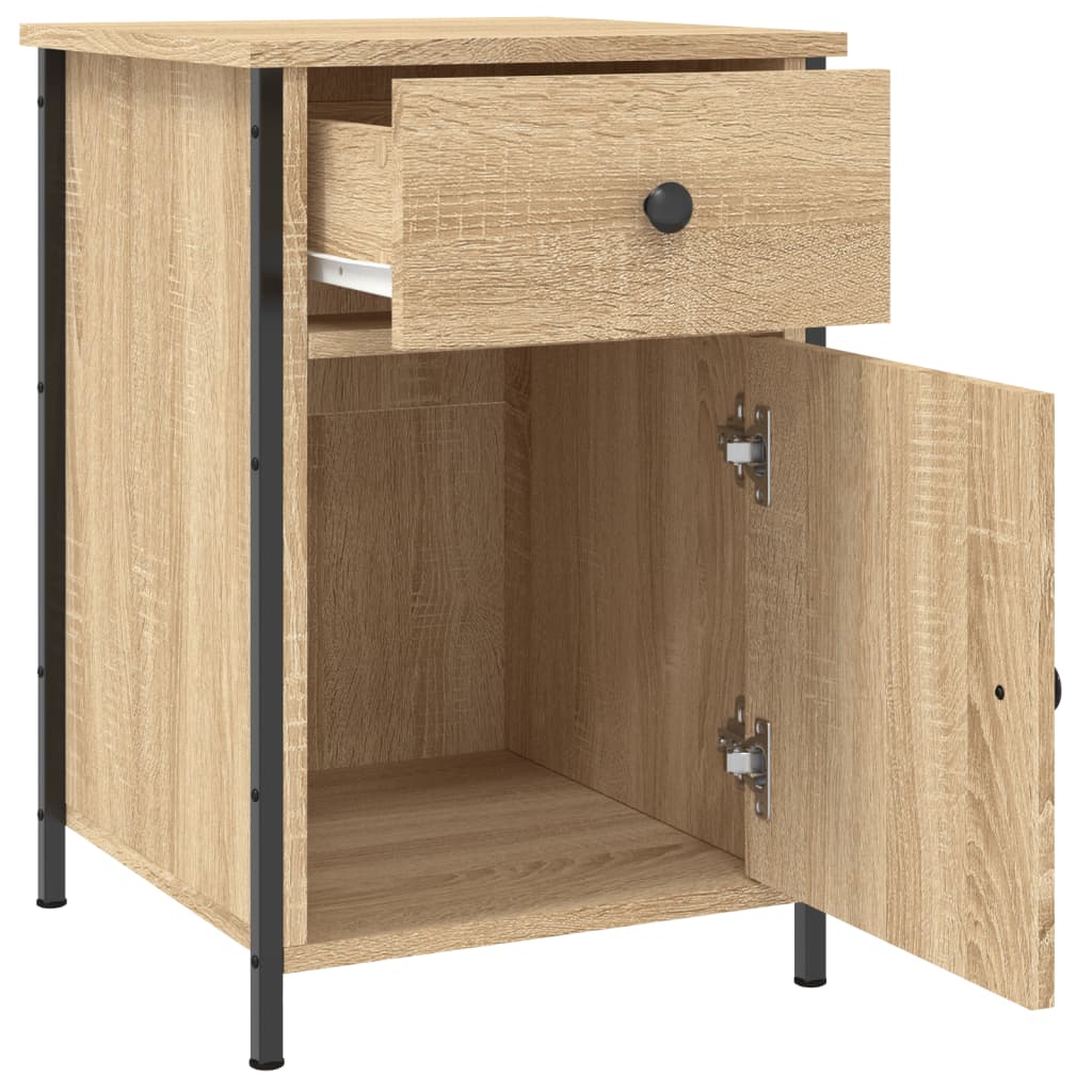 sengeborde 2 stk. 40x42x60 cm konstrueret træ sonoma-eg