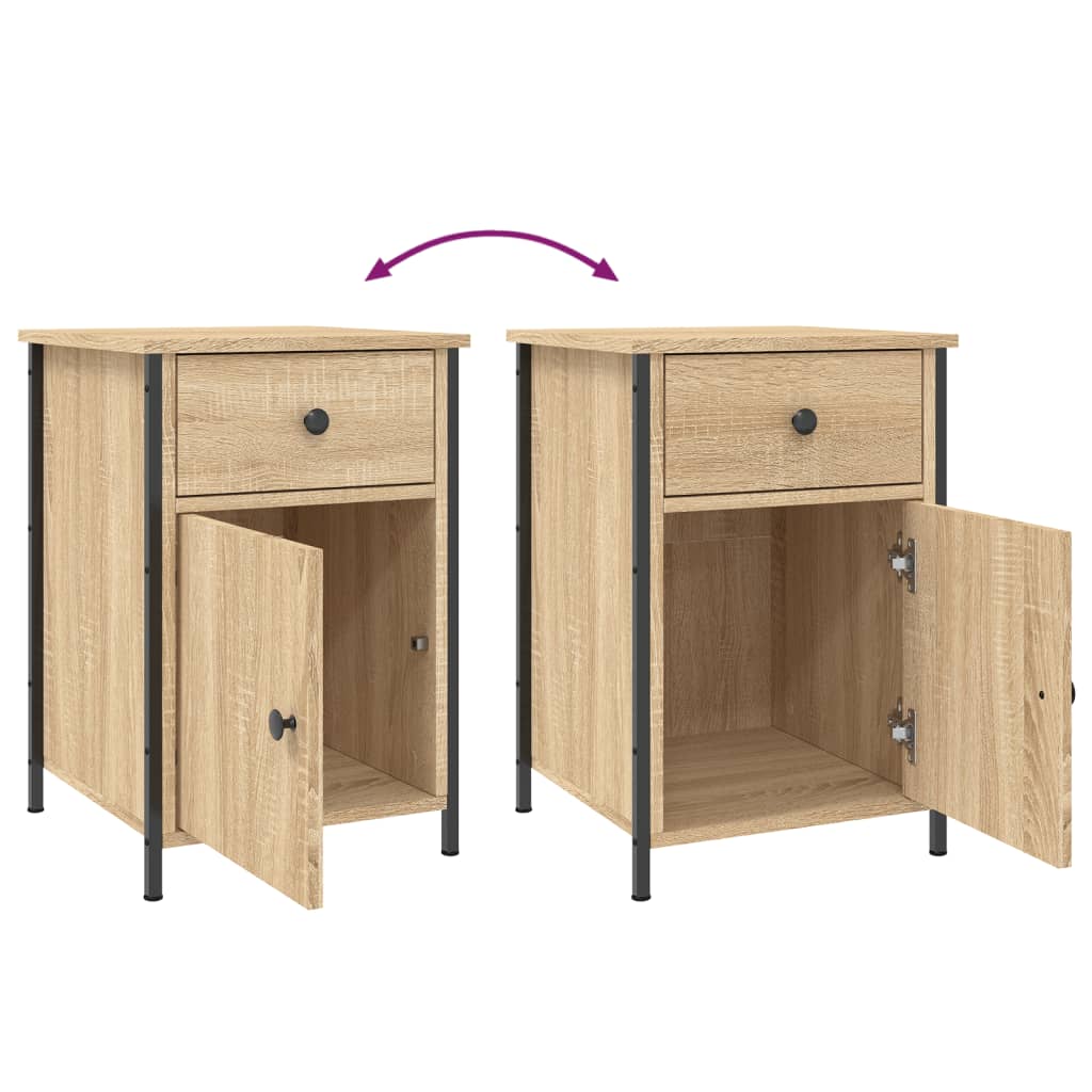 sengeborde 2 stk. 40x42x60 cm konstrueret træ sonoma-eg