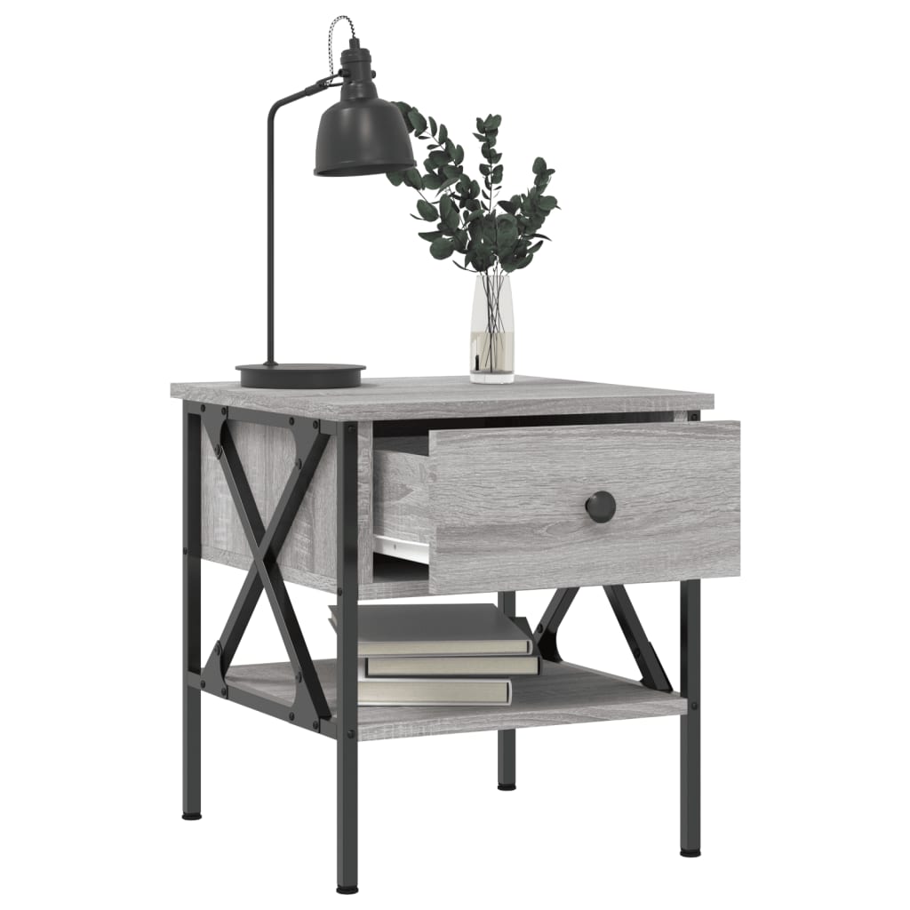 sengeborde 2 stk. 40x42x45 cm konstrueret træ grå sonoma-eg