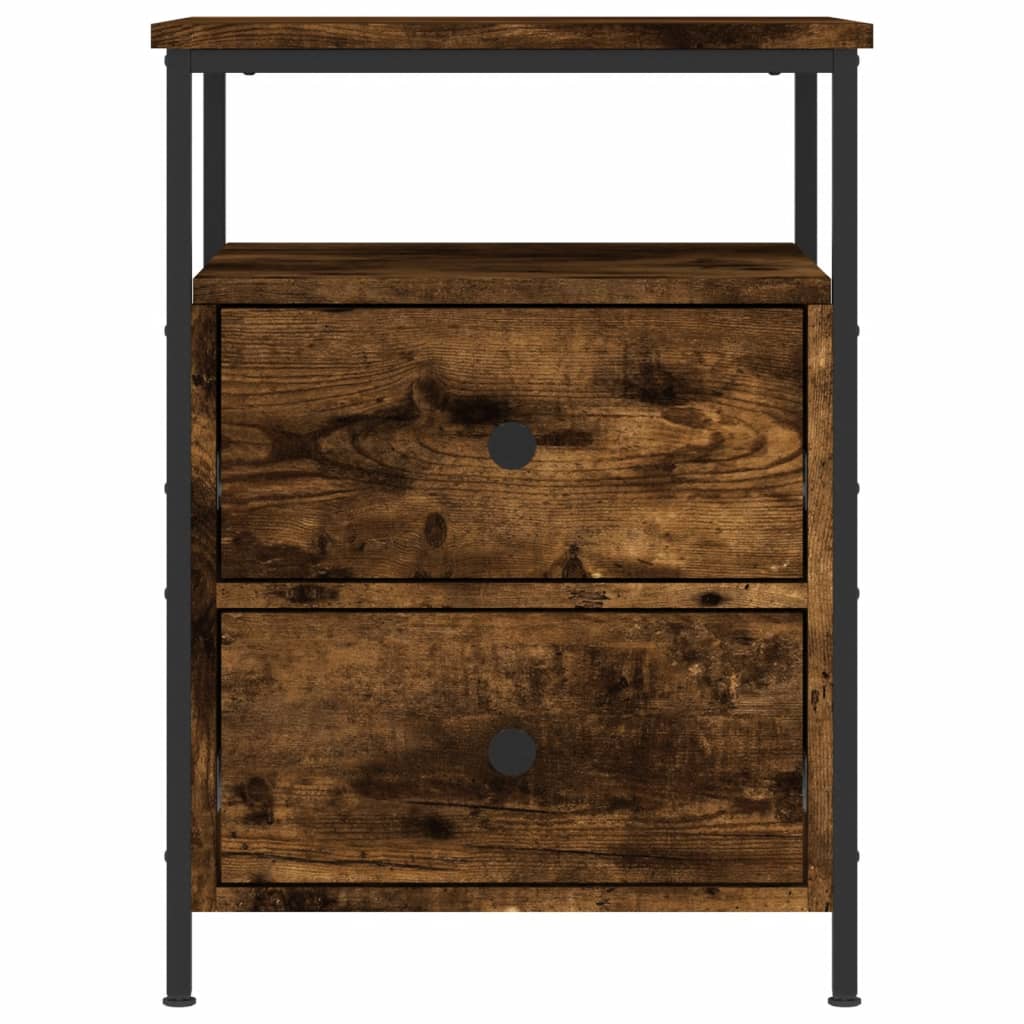 sengebord 44x45x60 cm konstrueret træ røget egetræsfarve
