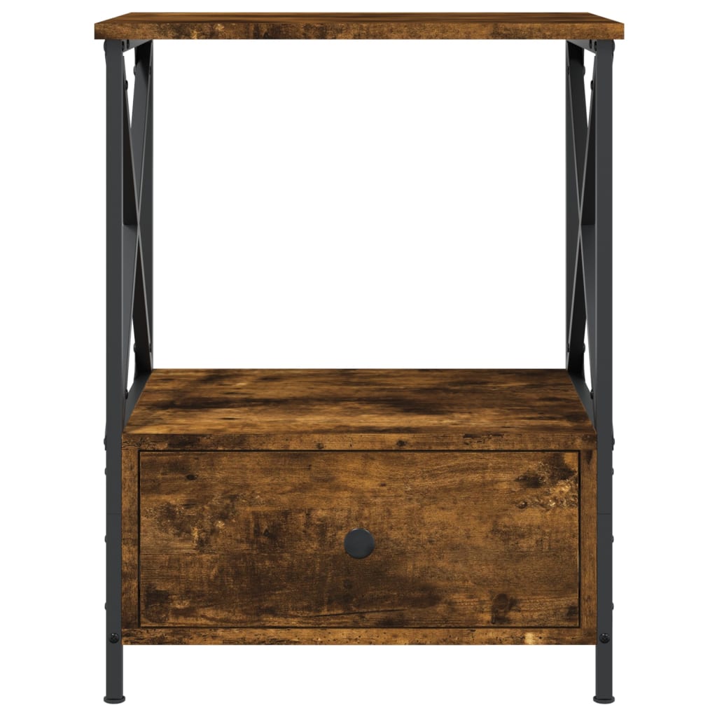 sengebord 50x41x65 cm konstrueret træ røget egetræsfarve