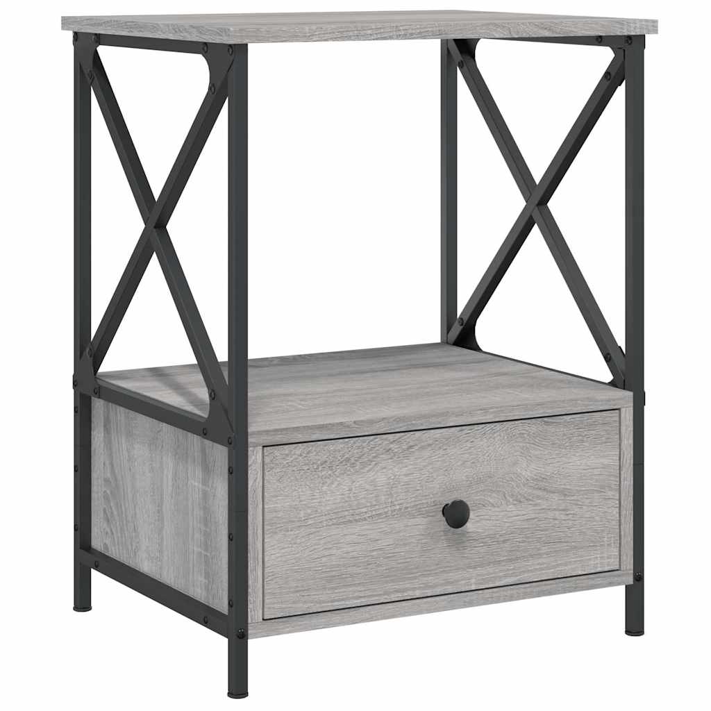 sengeborde 2 stk. 50x41x65 cm konstrueret træ grå sonoma-eg