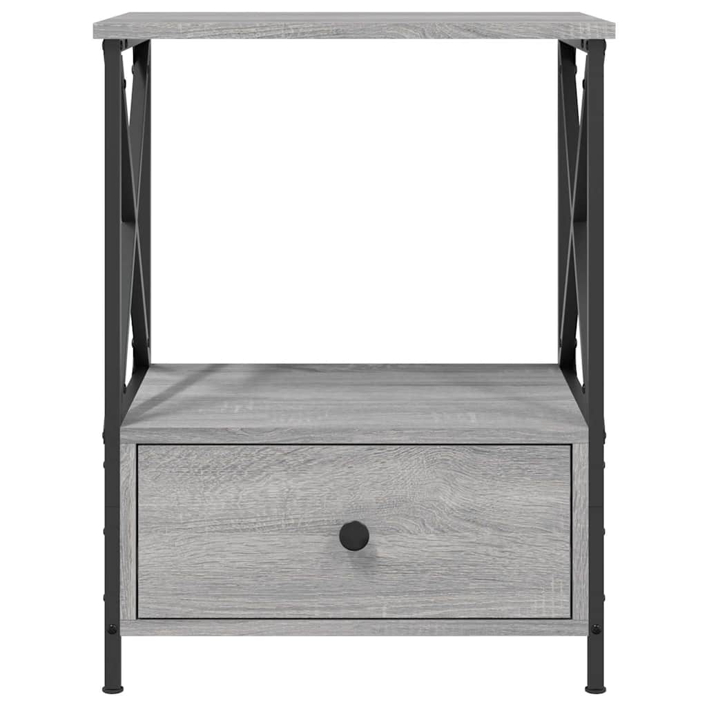 sengeborde 2 stk. 50x41x65 cm konstrueret træ grå sonoma-eg