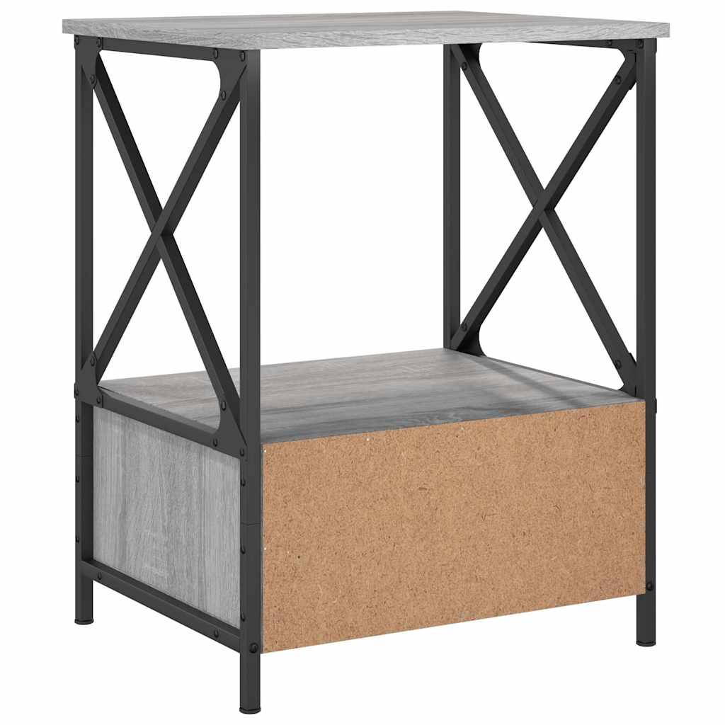 sengeborde 2 stk. 50x41x65 cm konstrueret træ grå sonoma-eg