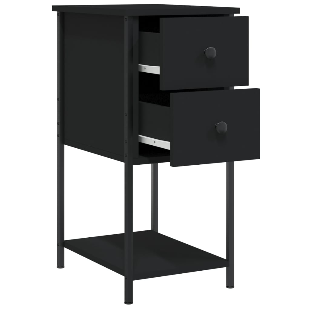 sengeborde 2 stk. 32x42x70 cm konstrueret træ sort