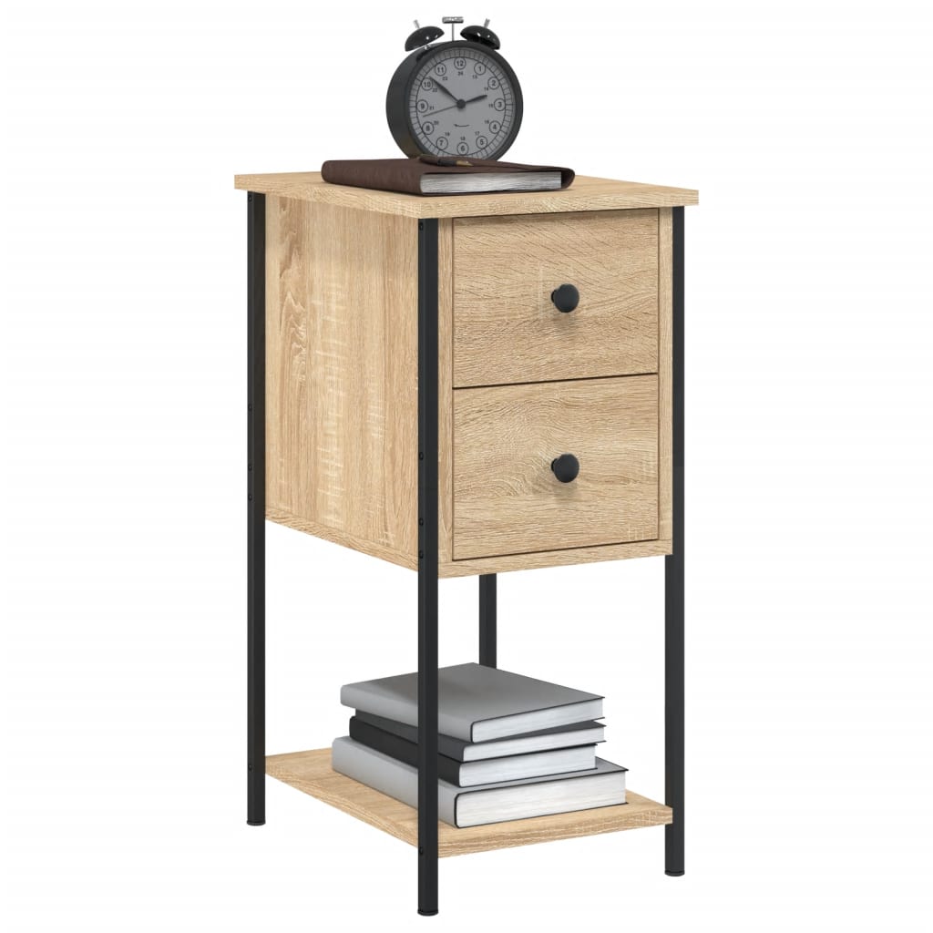 sengeborde 2 stk. 32x42x70 cm konstrueret træ sonoma-eg