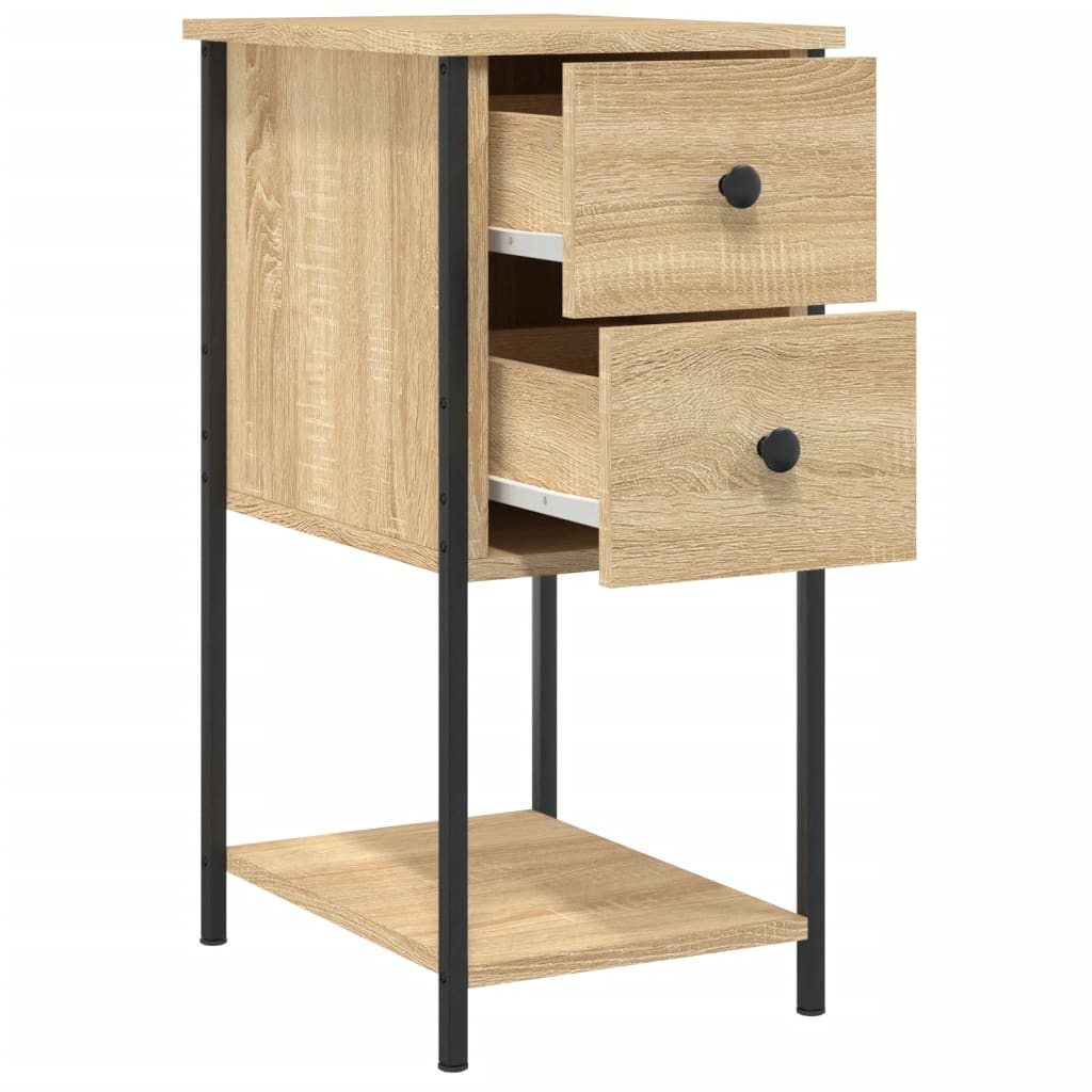 sengeborde 2 stk. 32x42x70 cm konstrueret træ sonoma-eg
