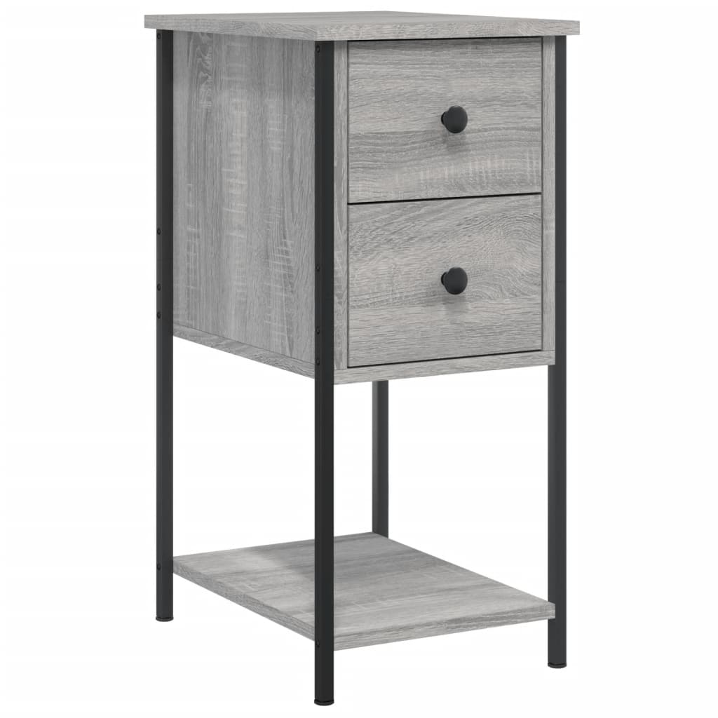 sengeborde 2 stk. 32x42x70 cm konstrueret træ grå sonoma-eg