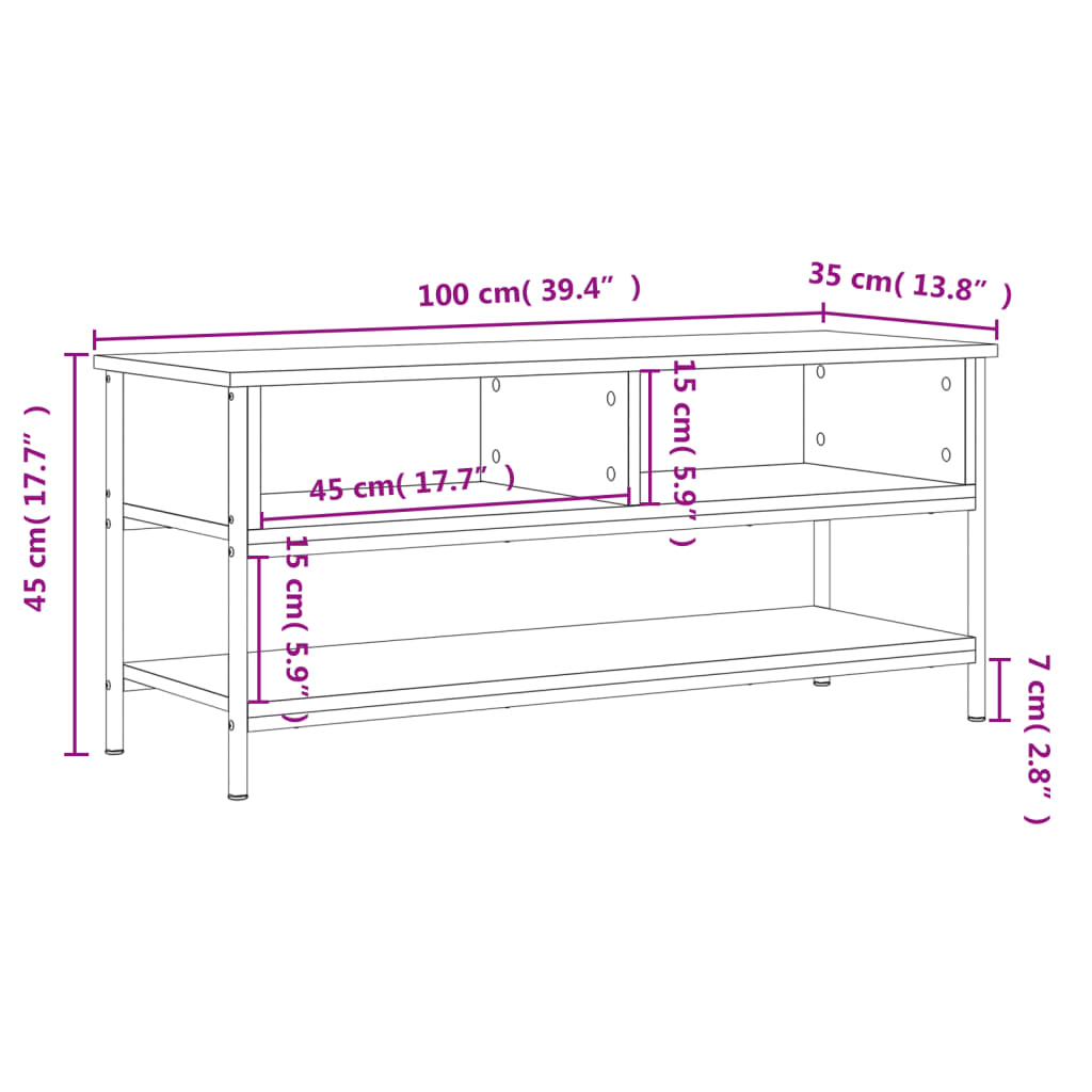 TV-skab Sonoma eg 100x35x45 cm konstrueret træ
