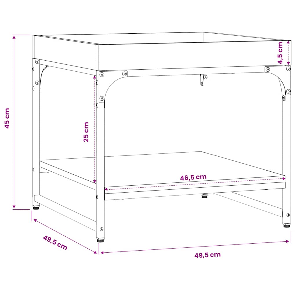 sofabord 49,5x49,5x45 cm konstrueret træ sort
