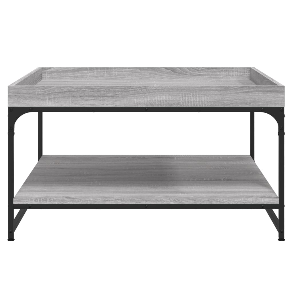sofabord 80x80x45 cm konstrueret træ og jern grå sonoma-eg