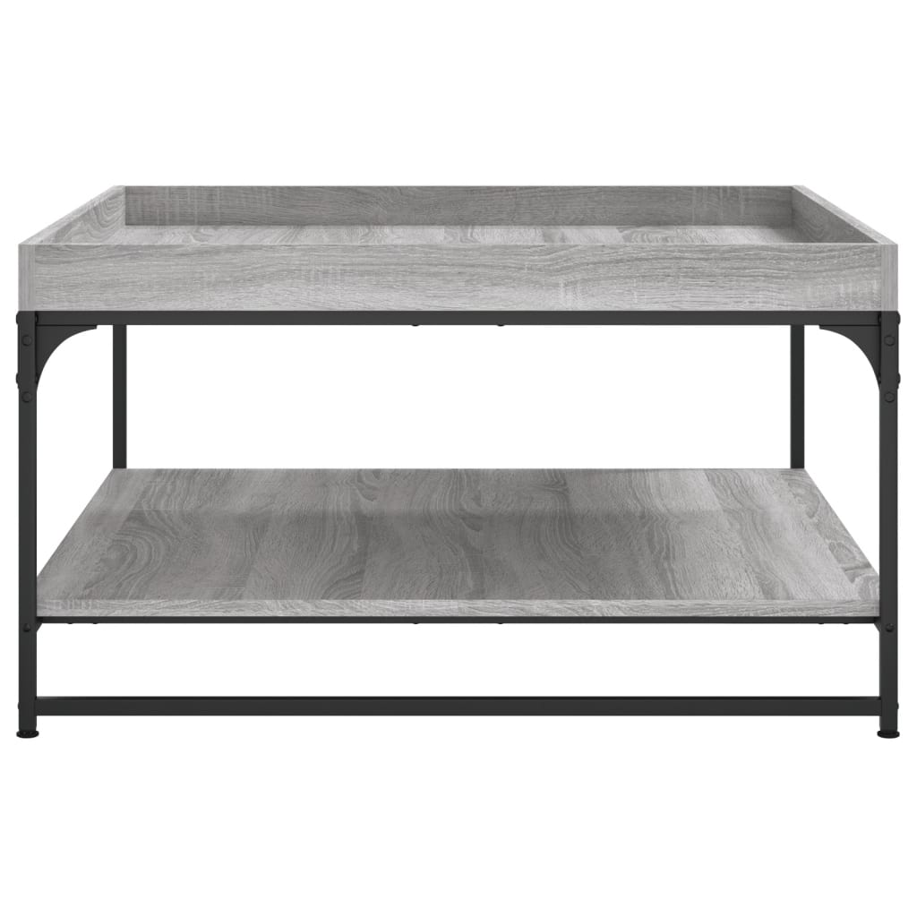 sofabord 80x80x45 cm konstrueret træ og jern grå sonoma-eg