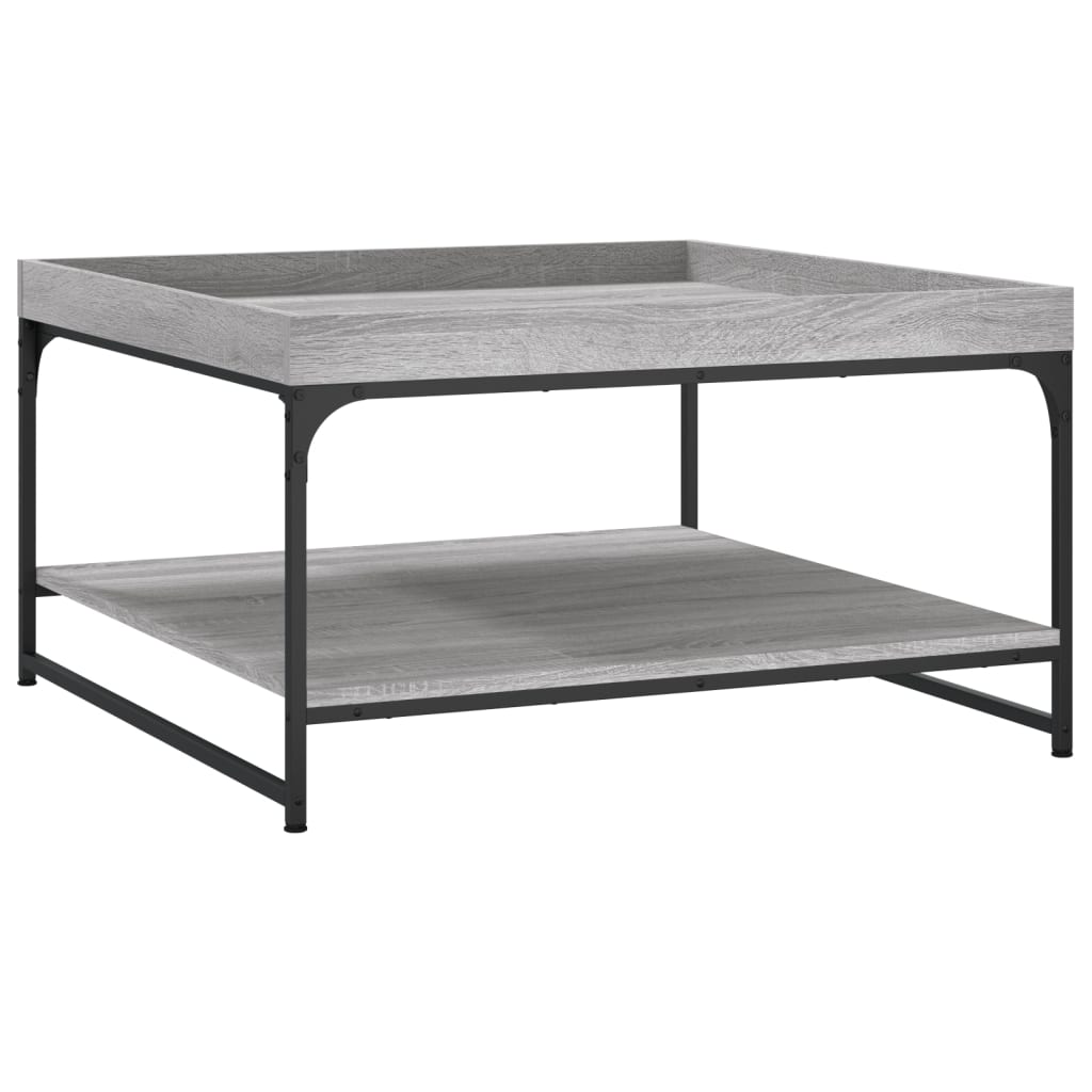 sofabord 80x80x45 cm konstrueret træ og jern grå sonoma-eg