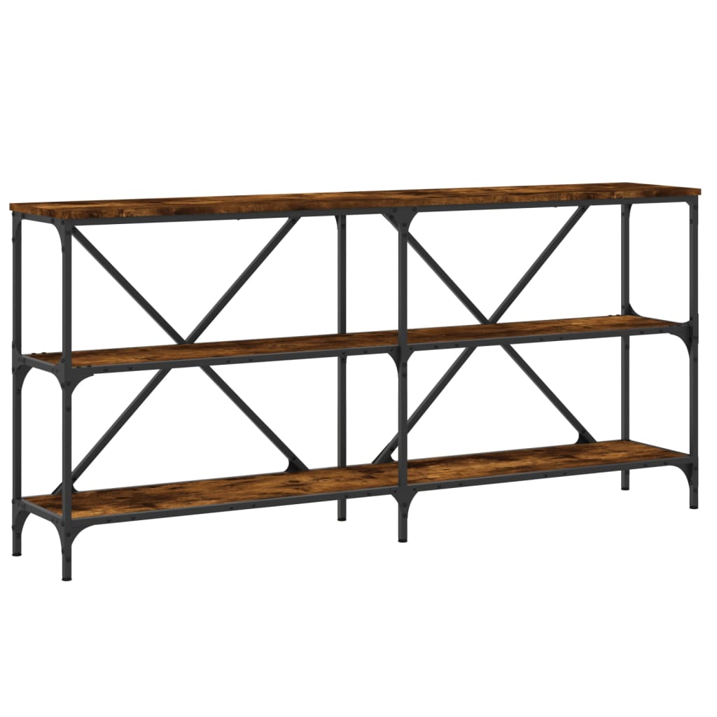 konsolbord 160x30x75 cm konstrueret træ og jern røget sonoma-eg