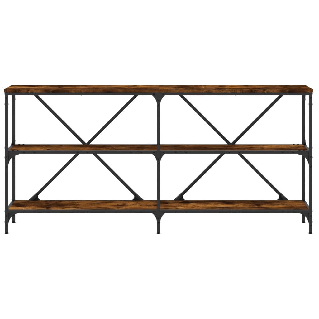 konsolbord 160x30x75 cm konstrueret træ og jern røget sonoma-eg