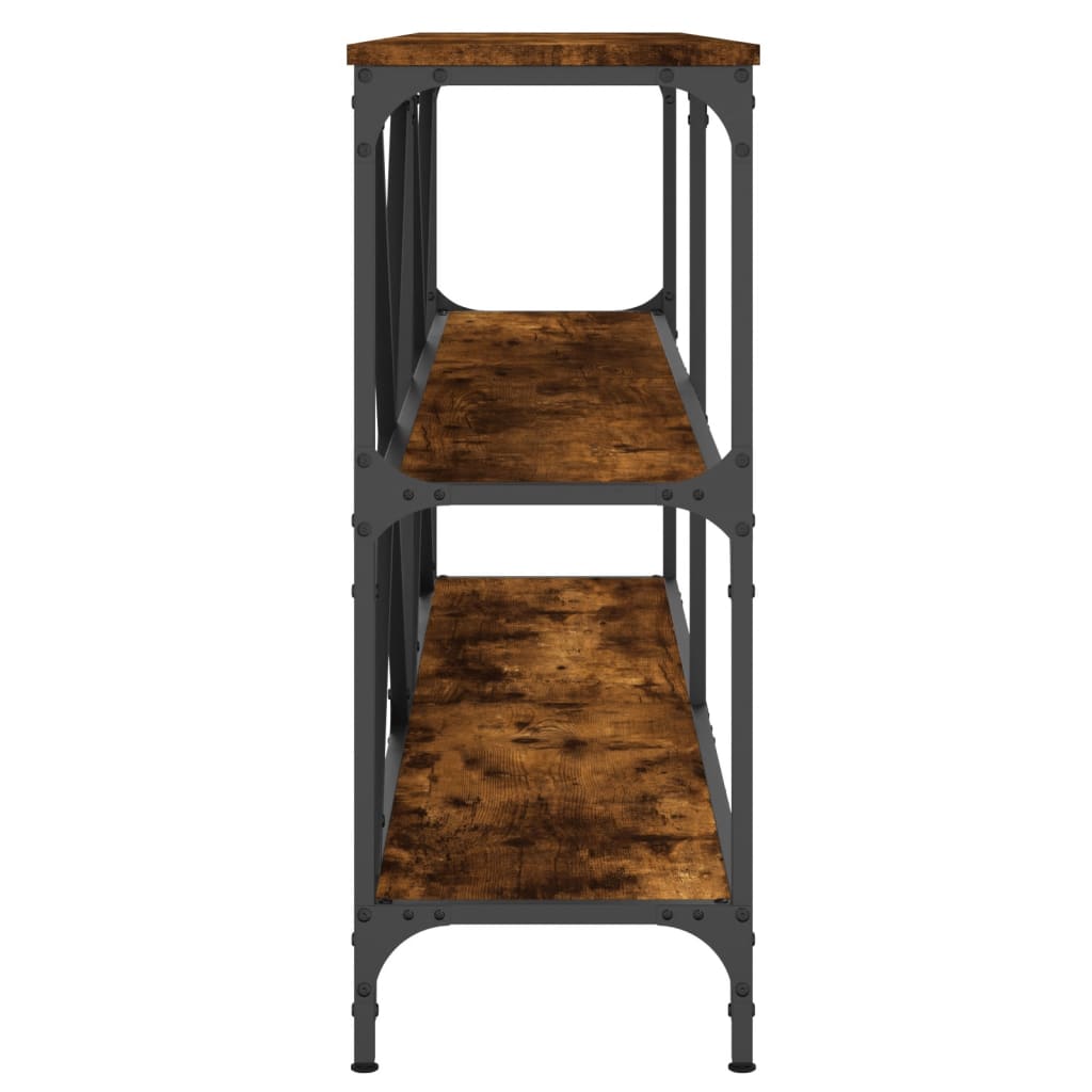 konsolbord 160x30x75 cm konstrueret træ og jern røget sonoma-eg