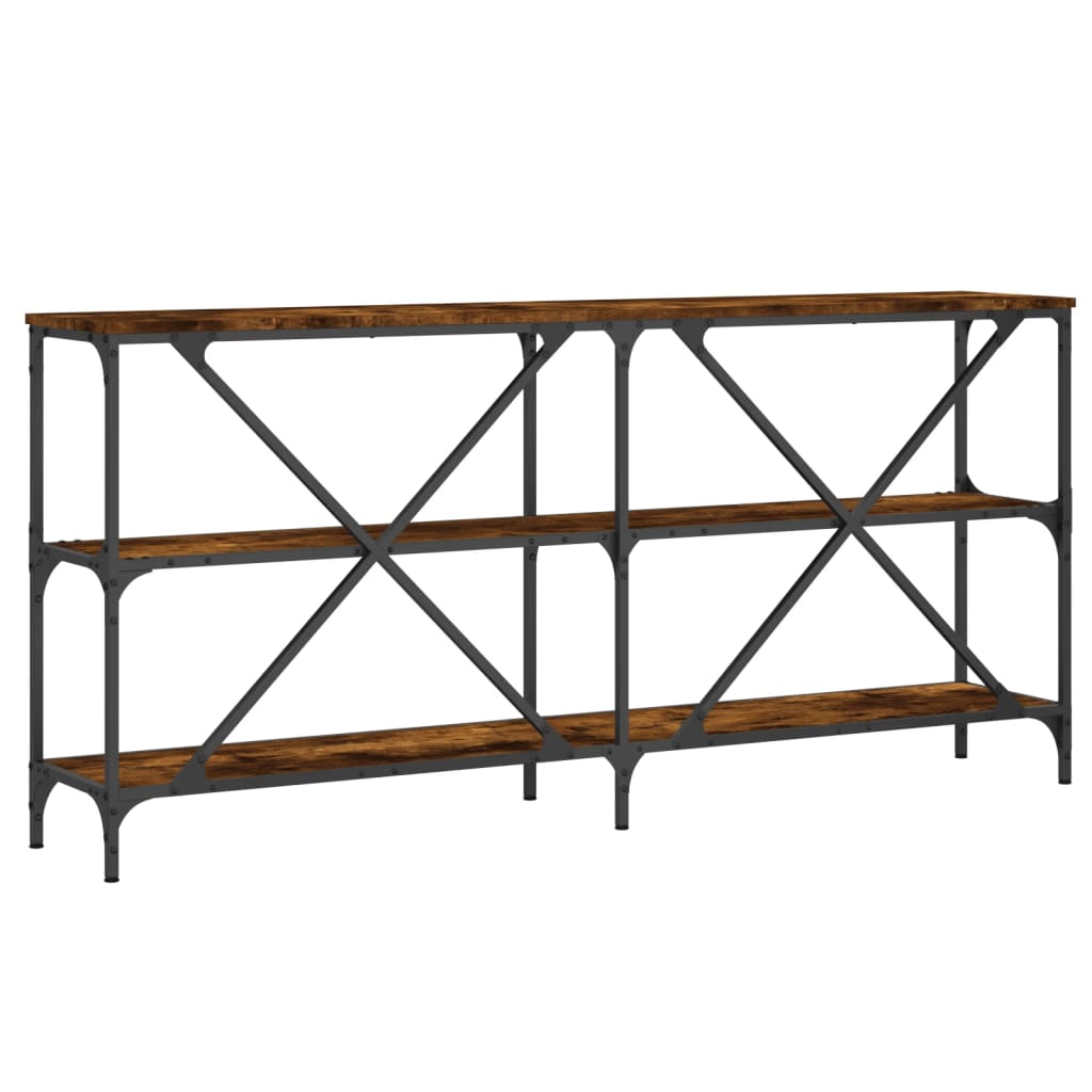 konsolbord 160x30x75 cm konstrueret træ og jern røget sonoma-eg