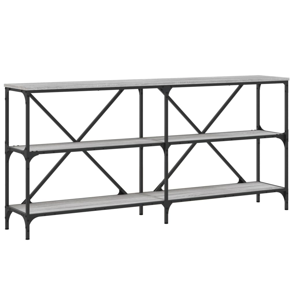 konsolbord 160x30x75 cm konstrueret træ og jern grå sonoma-eg