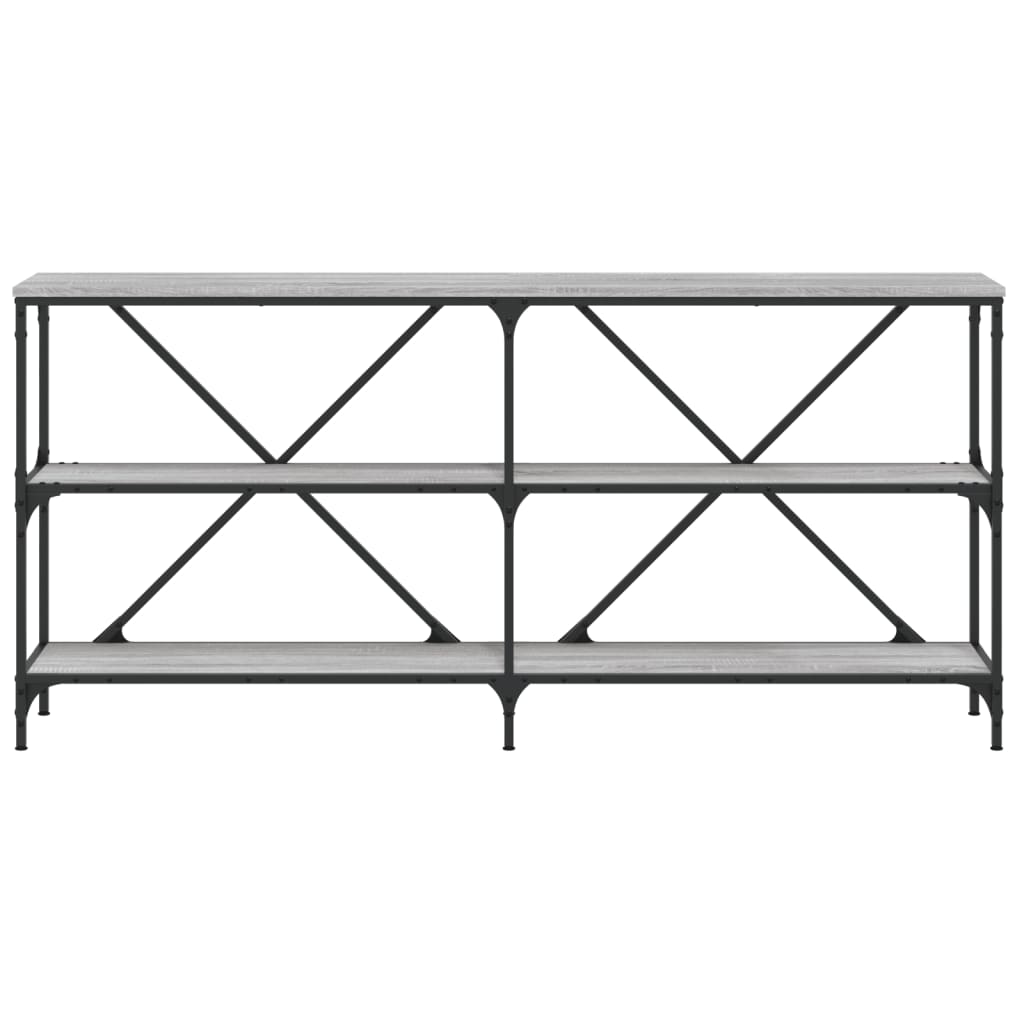 konsolbord 160x30x75 cm konstrueret træ og jern grå sonoma-eg