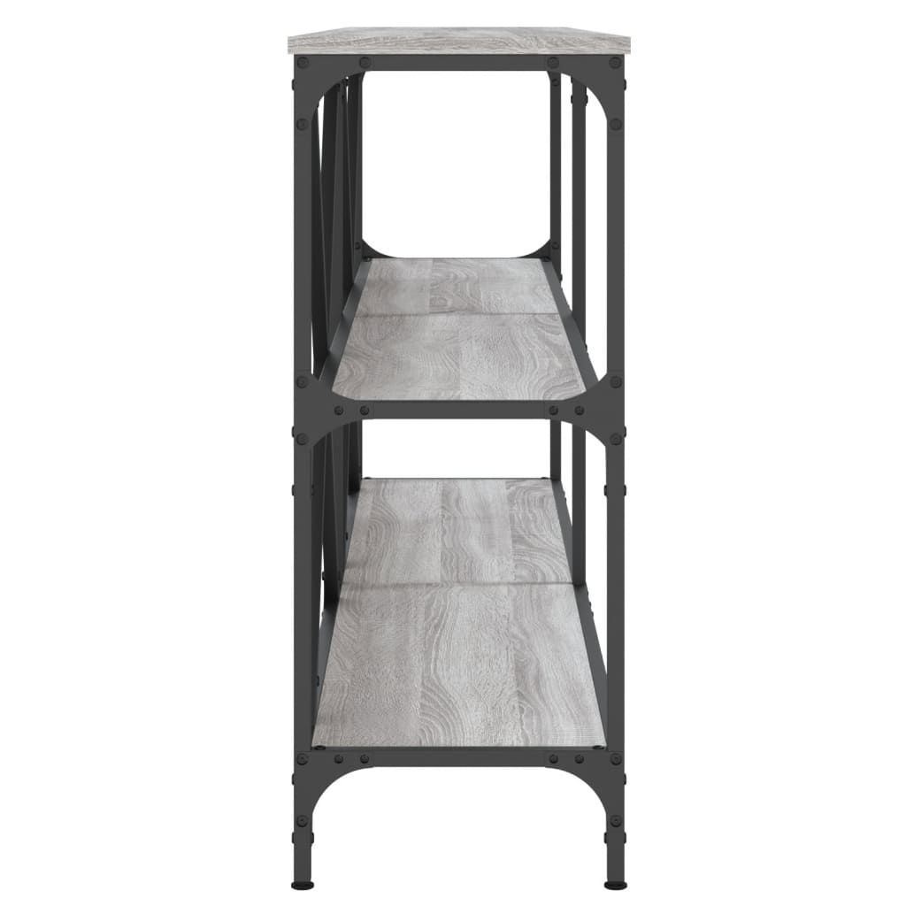 konsolbord 160x30x75 cm konstrueret træ og jern grå sonoma-eg