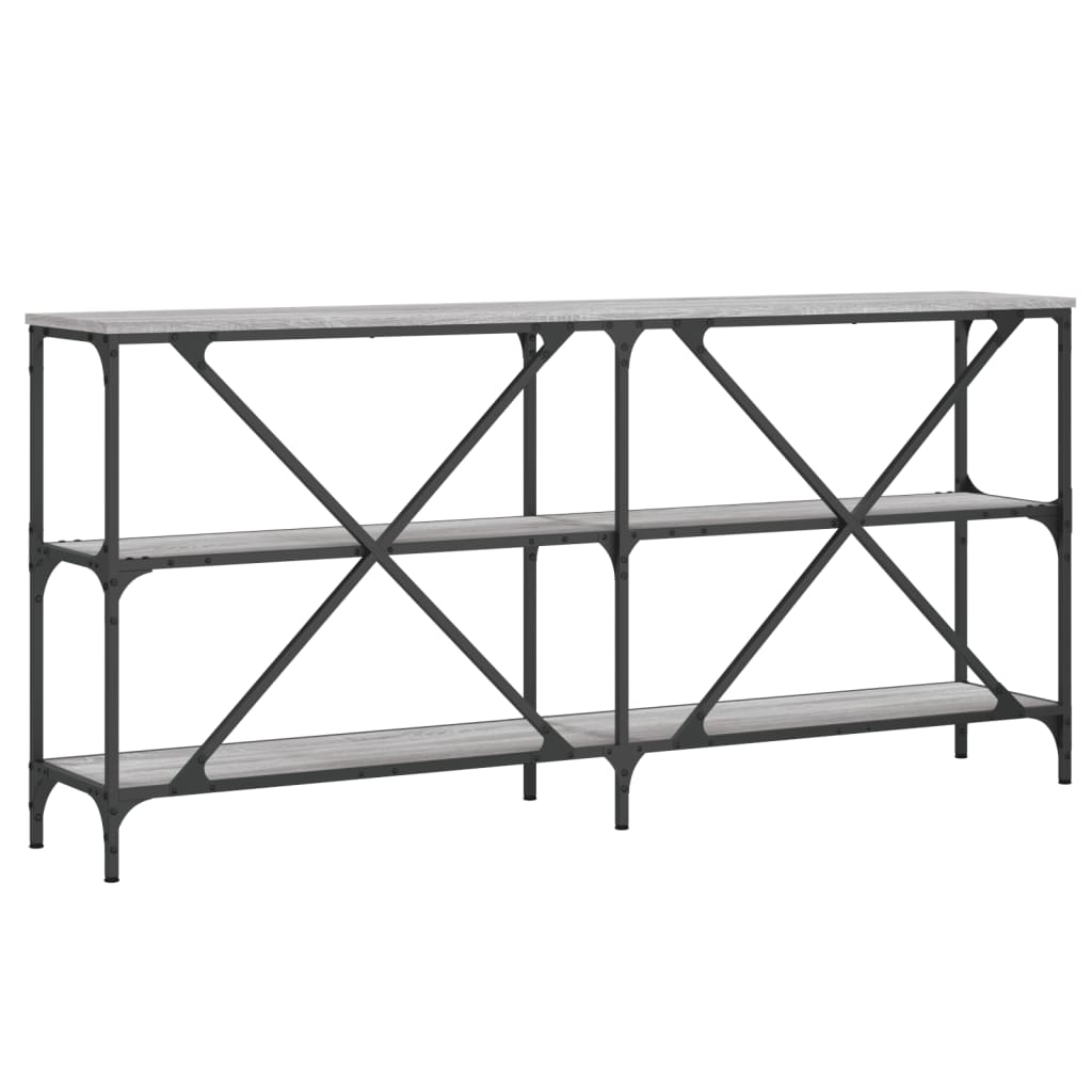 konsolbord 160x30x75 cm konstrueret træ og jern grå sonoma-eg