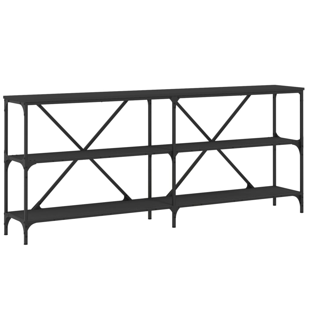konsolbord 180x30x75 cm konstrueret træ og jern sort