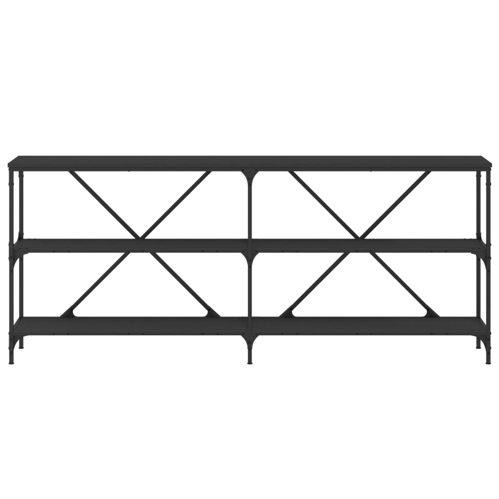 konsolbord 180x30x75 cm konstrueret træ og jern sort