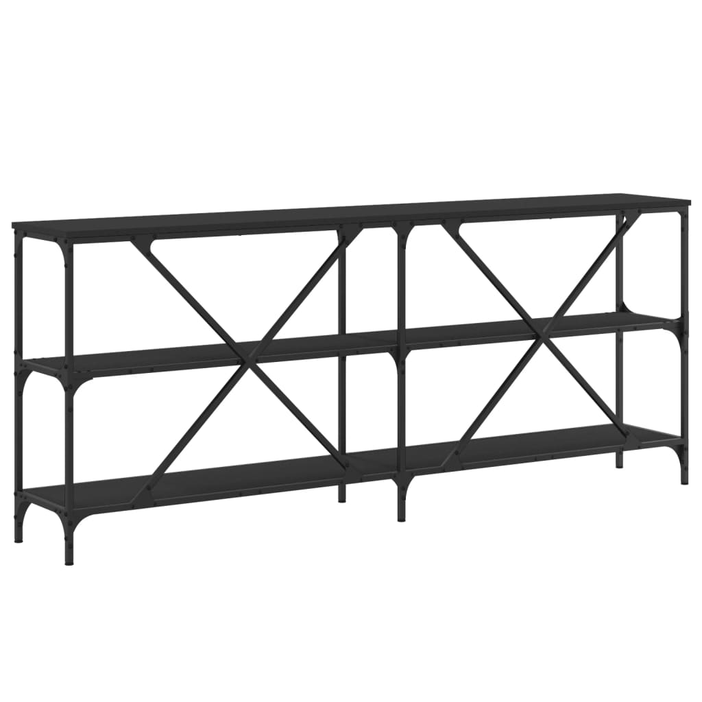 konsolbord 180x30x75 cm konstrueret træ og jern sort