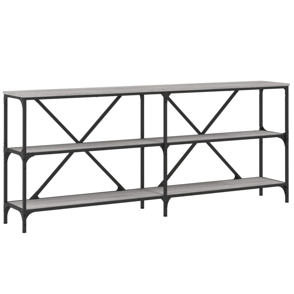 konsolbord 180x30x75 cm konstrueret træ og jern grå sonoma-eg