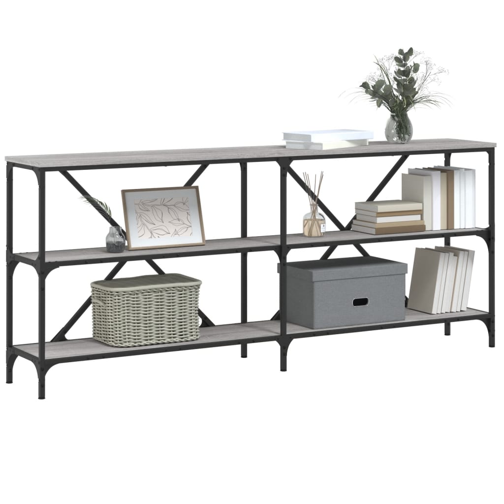konsolbord 180x30x75 cm konstrueret træ og jern grå sonoma-eg