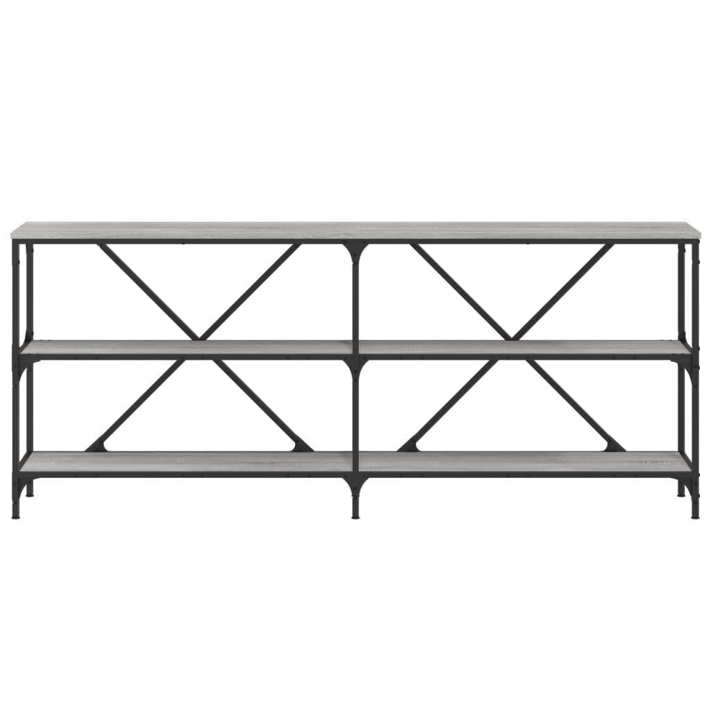 konsolbord 180x30x75 cm konstrueret træ og jern grå sonoma-eg