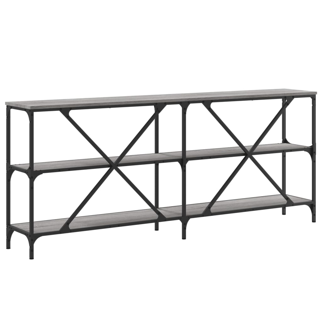 konsolbord 180x30x75 cm konstrueret træ og jern grå sonoma-eg