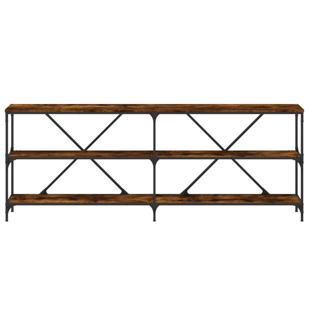 konsolbord 200x30x75 cm konstrueret træ og jern røget sonoma-eg