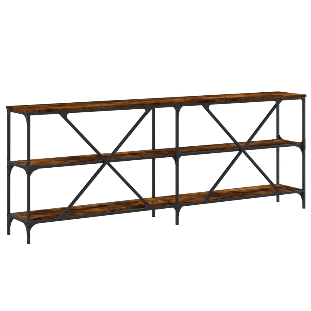 konsolbord 200x30x75 cm konstrueret træ og jern røget sonoma-eg