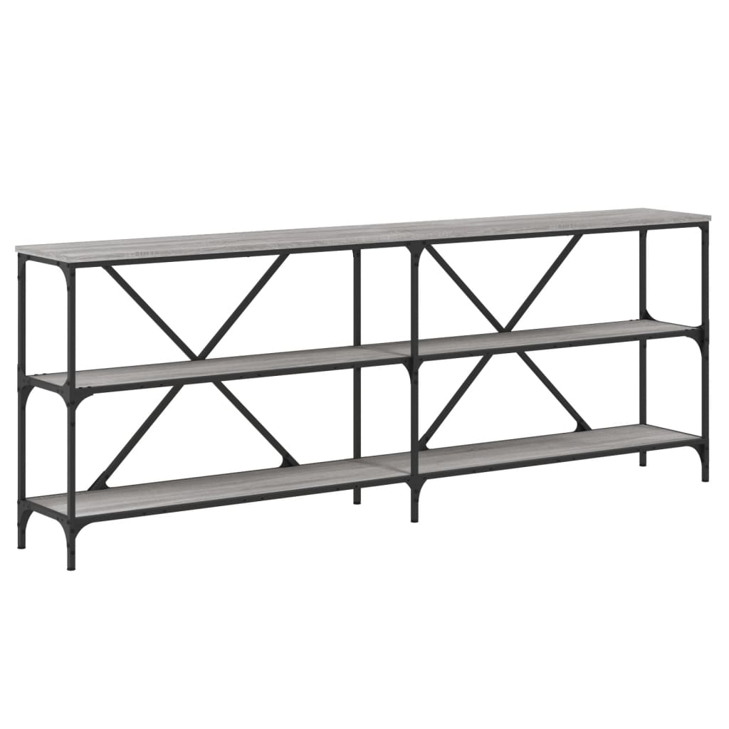 konsolbord 200x30x75 cm konstrueret træ og jern grå sonoma-eg