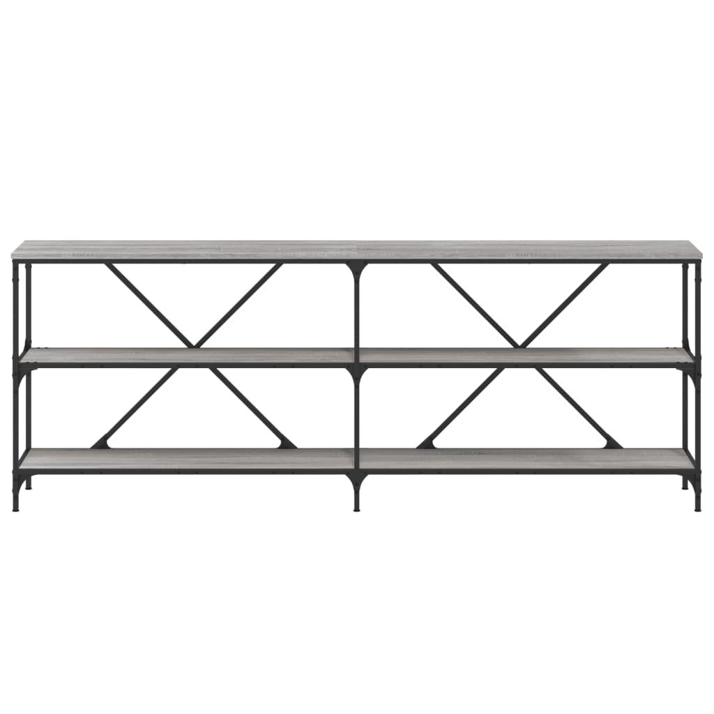 konsolbord 200x30x75 cm konstrueret træ og jern grå sonoma-eg