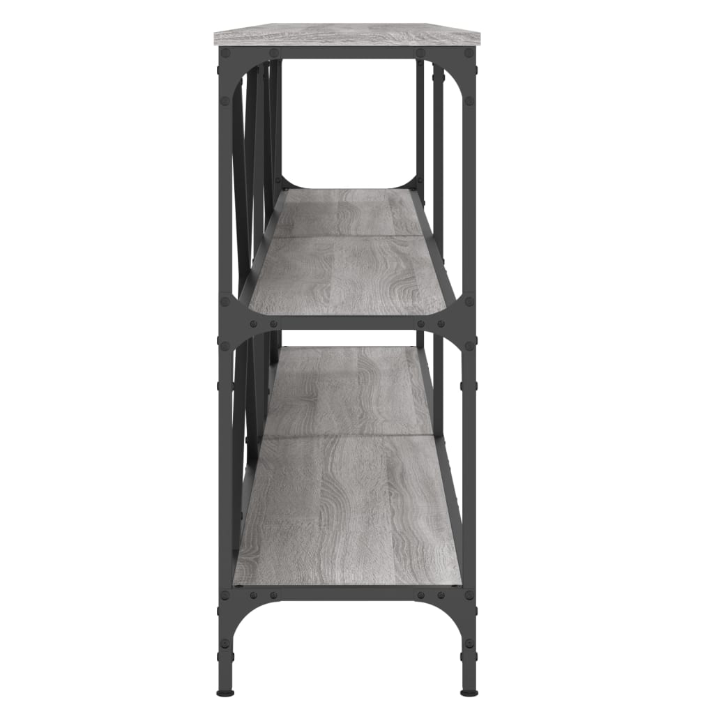 konsolbord 200x30x75 cm konstrueret træ og jern grå sonoma-eg