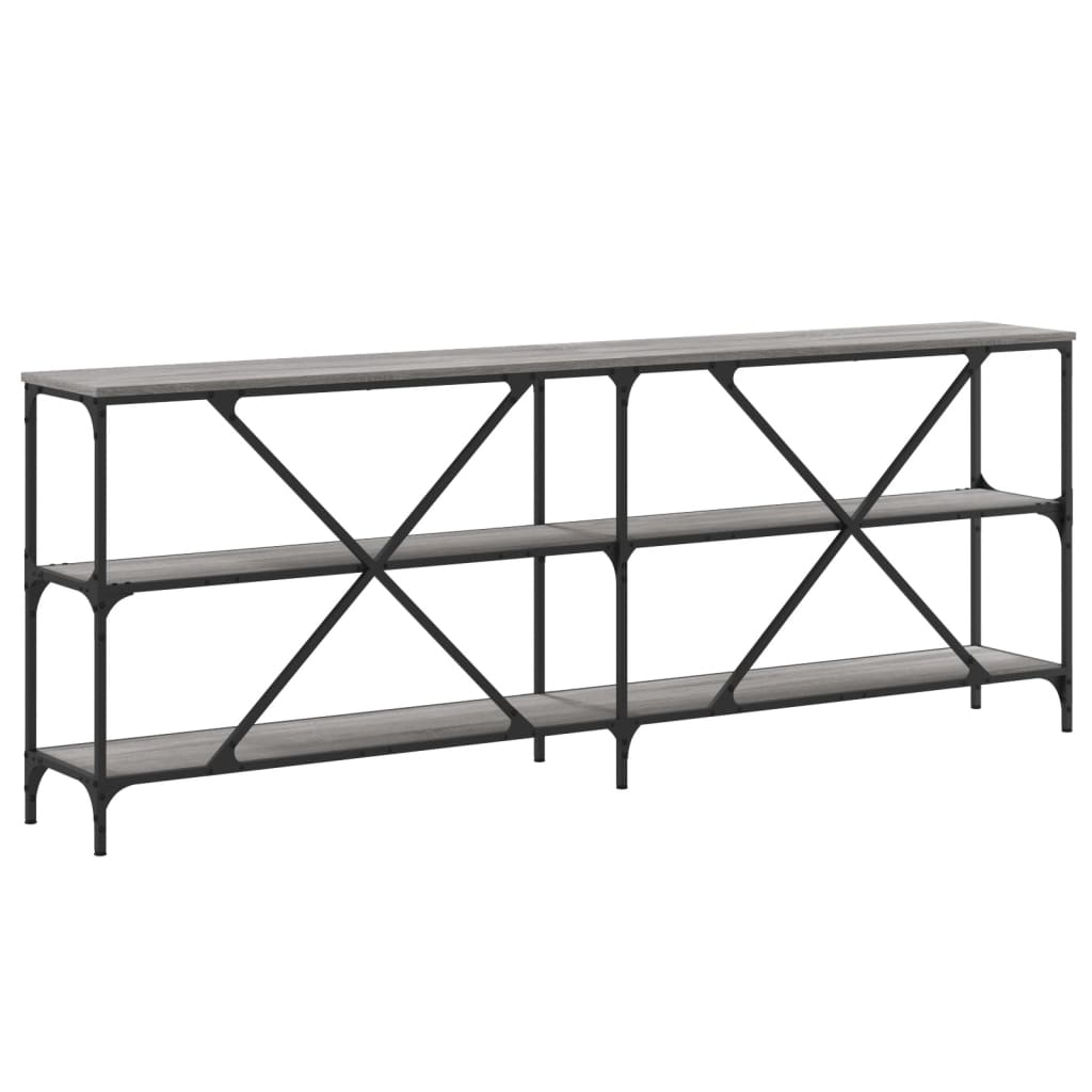konsolbord 200x30x75 cm konstrueret træ og jern grå sonoma-eg