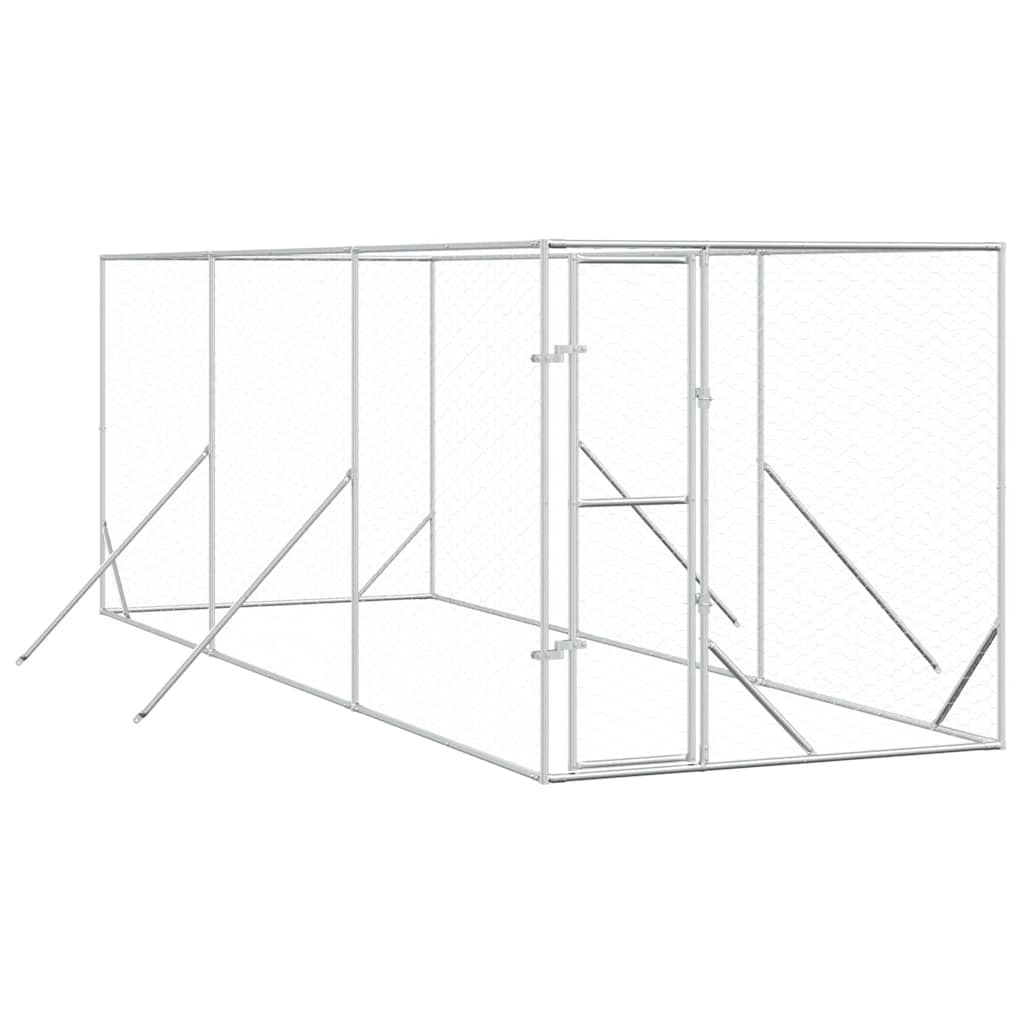 udendørs hundegård 2x6x2 m galvaniseret stål sølvfarvet