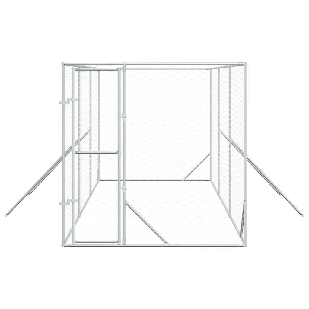 udendørs hundegård 2x6x2 m galvaniseret stål sølvfarvet