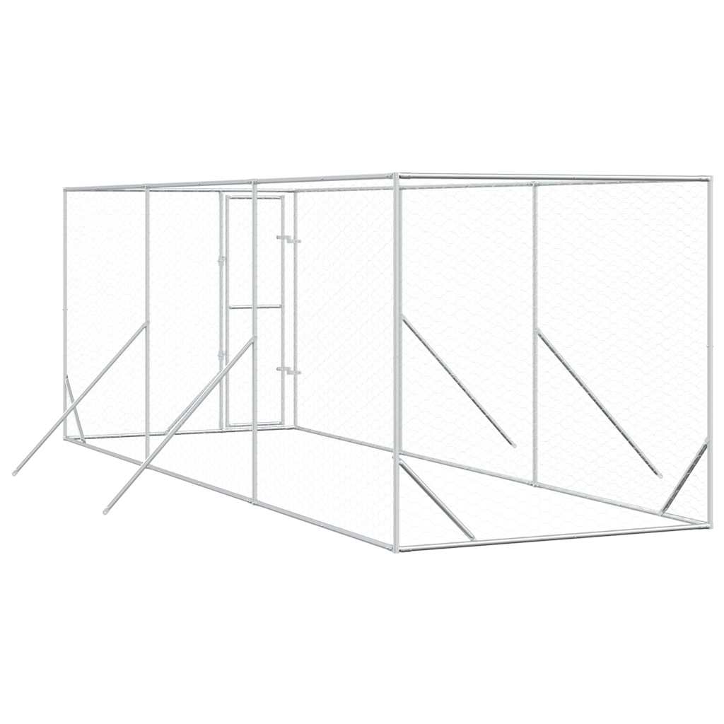 udendørs hundegård 2x6x2 m galvaniseret stål sølvfarvet