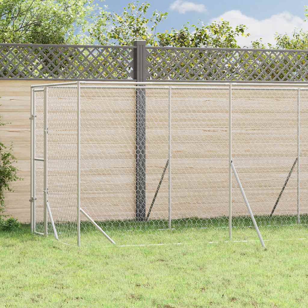 udendørs hundegård 2x6x2 m galvaniseret stål sølvfarvet
