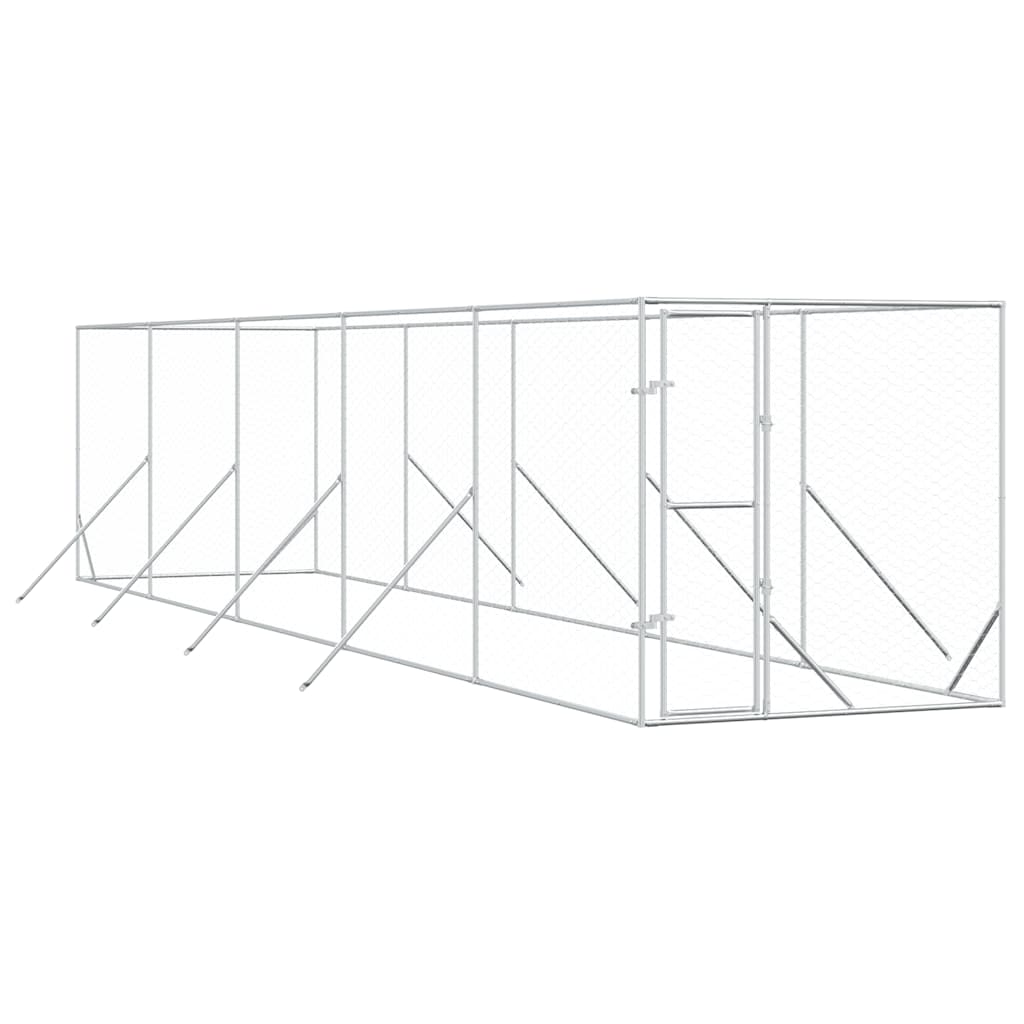 udendørs hundegård 2x10x2 m galvaniseret stål sølvfarvet