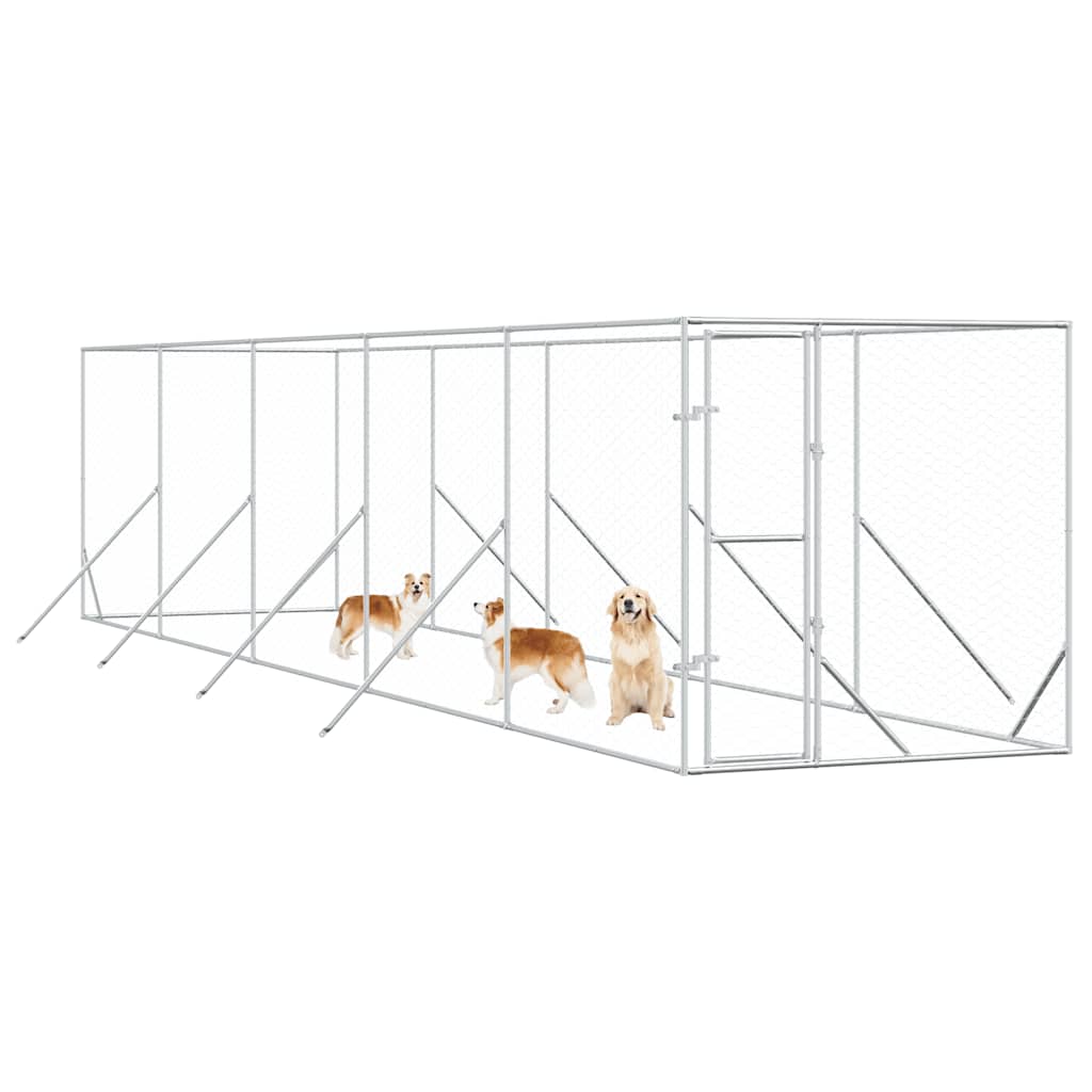 udendørs hundegård 2x10x2 m galvaniseret stål sølvfarvet