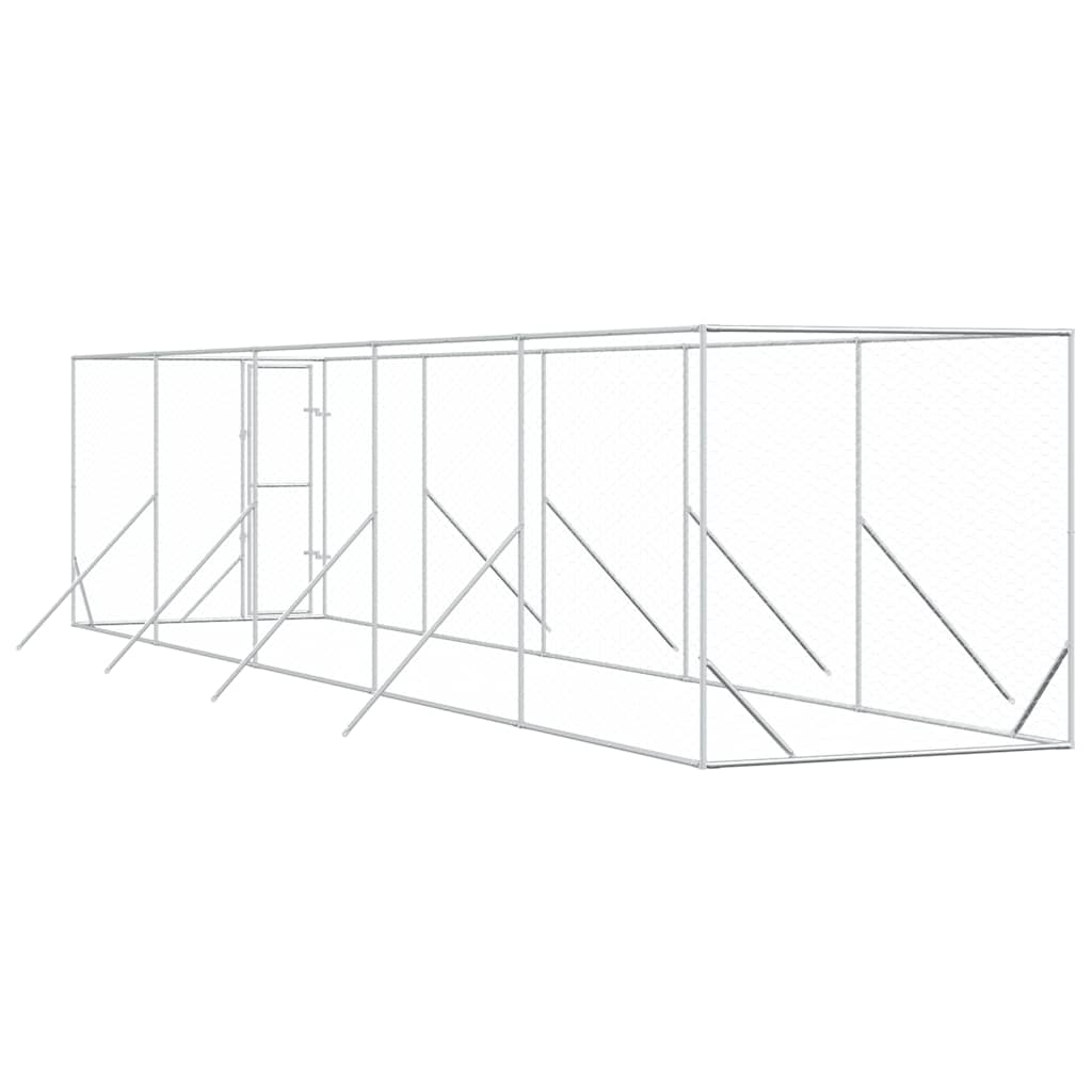 udendørs hundegård 2x10x2 m galvaniseret stål sølvfarvet