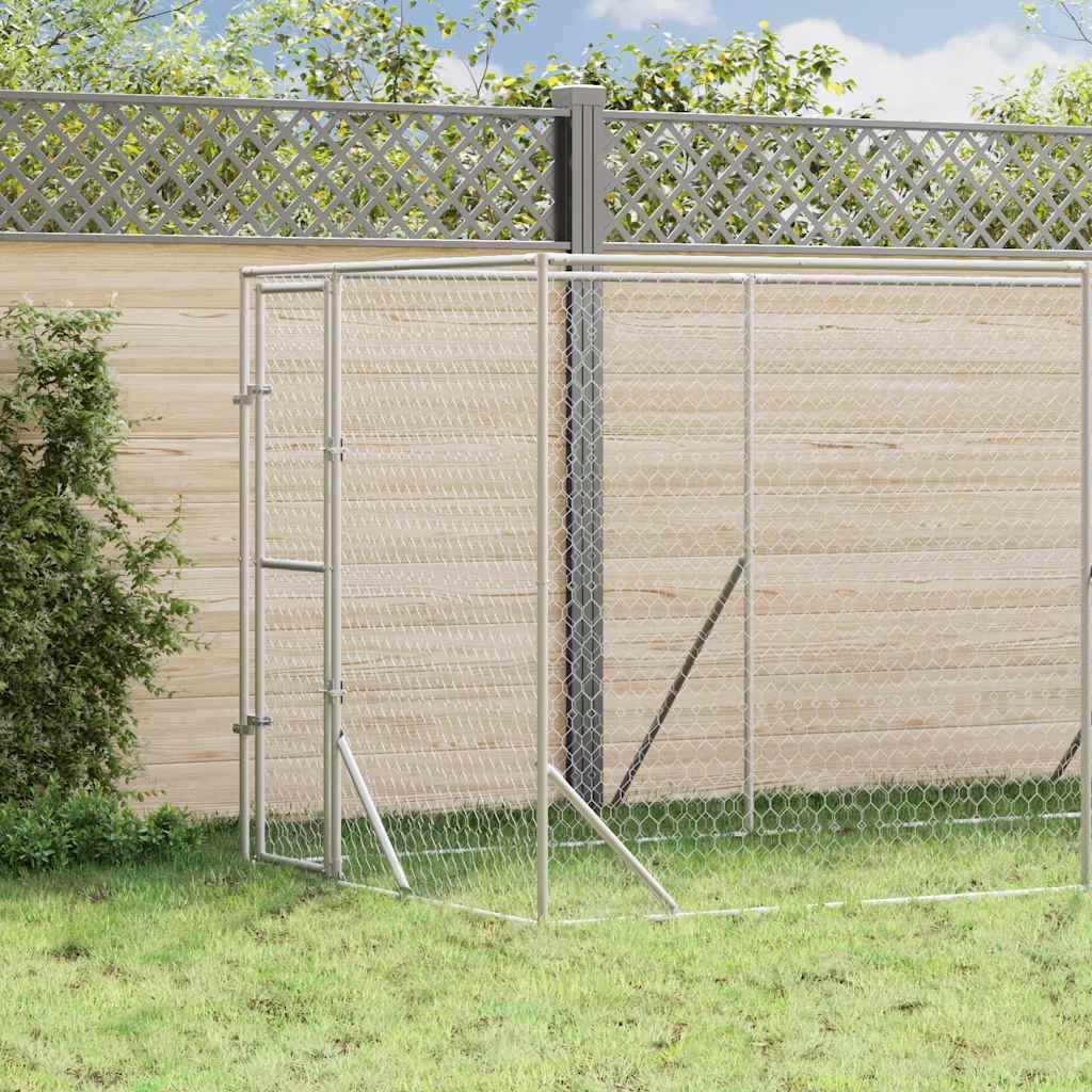 udendørs hundegård 2x10x2 m galvaniseret stål sølvfarvet