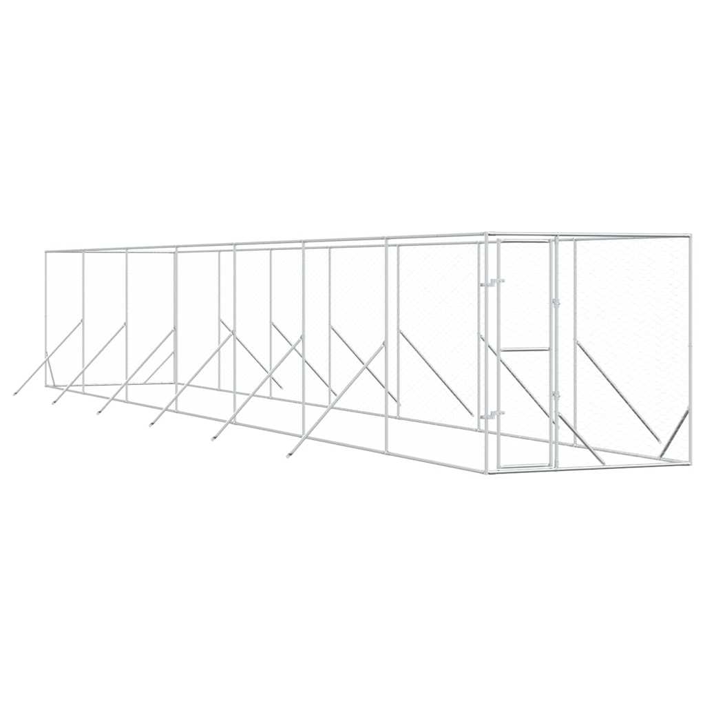 udendørs hundegård 2x14x2 m galvaniseret stål sølvfarvet
